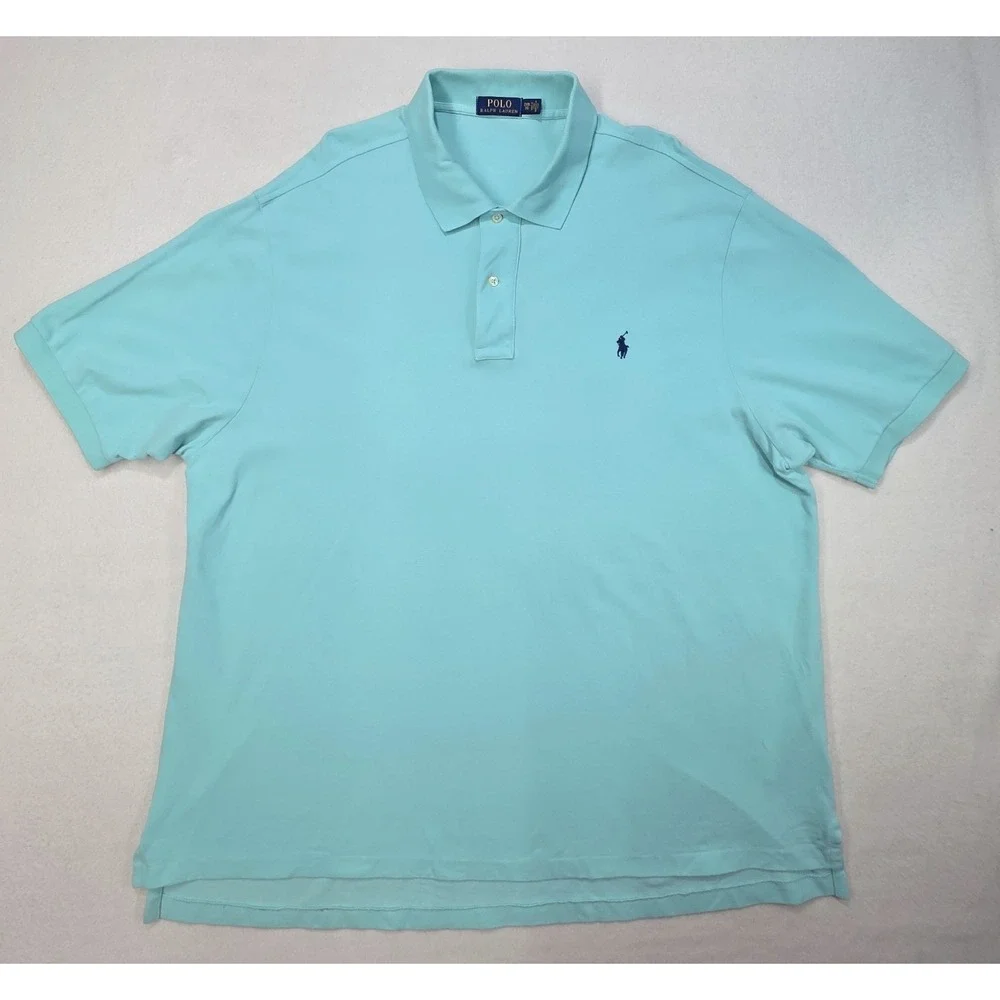 Polo Ralph Lauren Polo Shirt Mens 2XB Big Blue Green Pique Blue Pony LIMITED USE